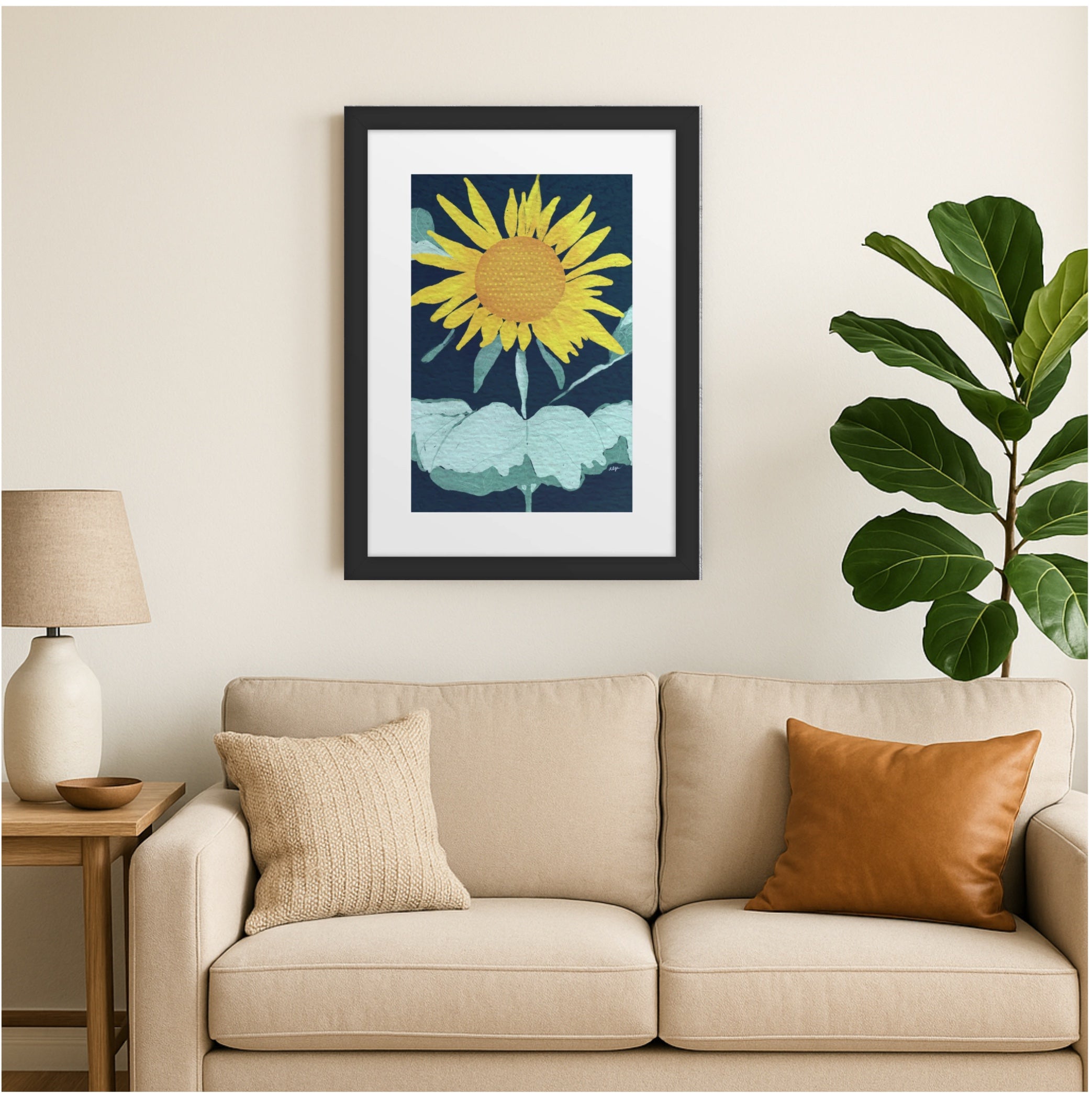 Sunset Sunflower Blue 12x16 Framed Print Love Always AEP 2025