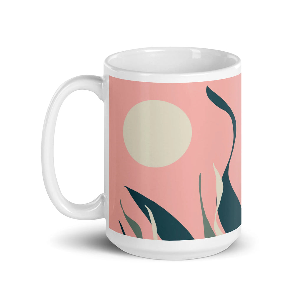 Snake Plant Sun & Moon Color Block Glossy Mug