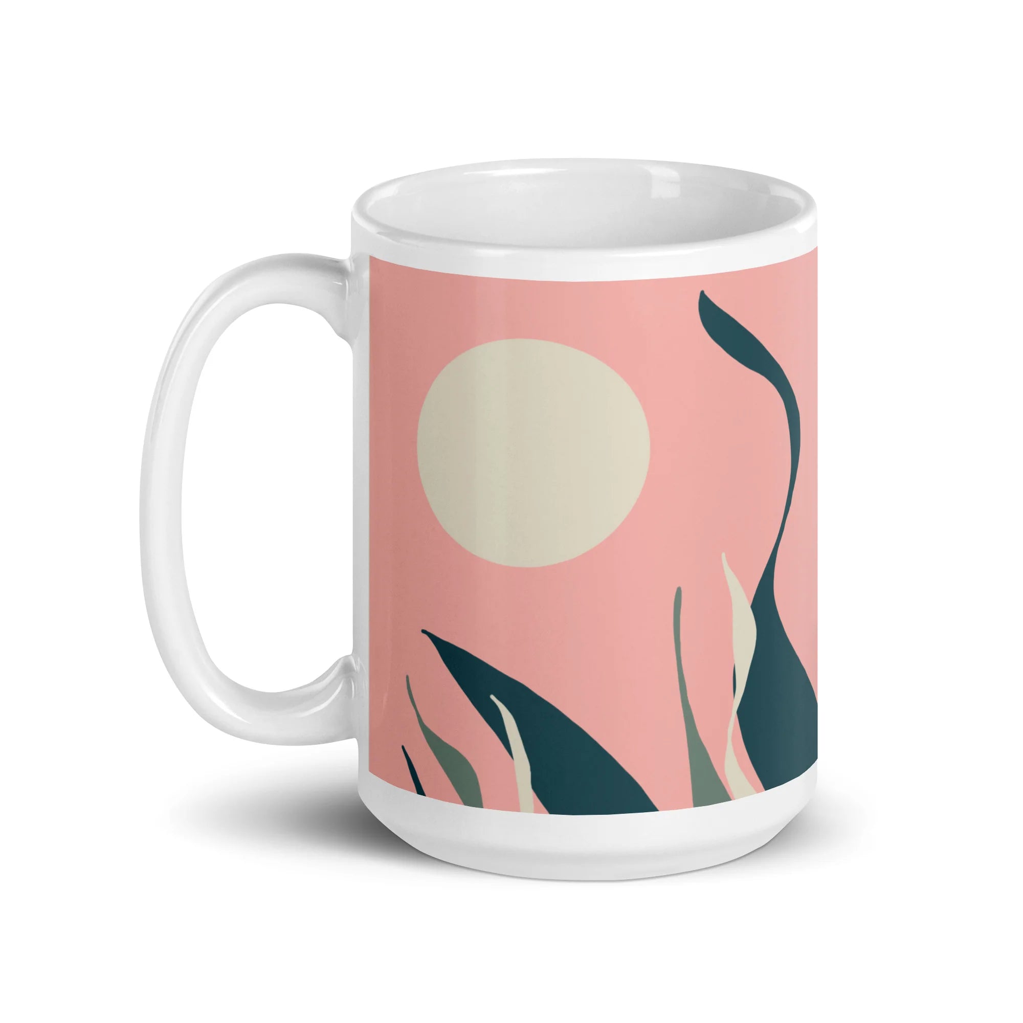 Snake Plant Sun & Moon Color Block Glossy Mug