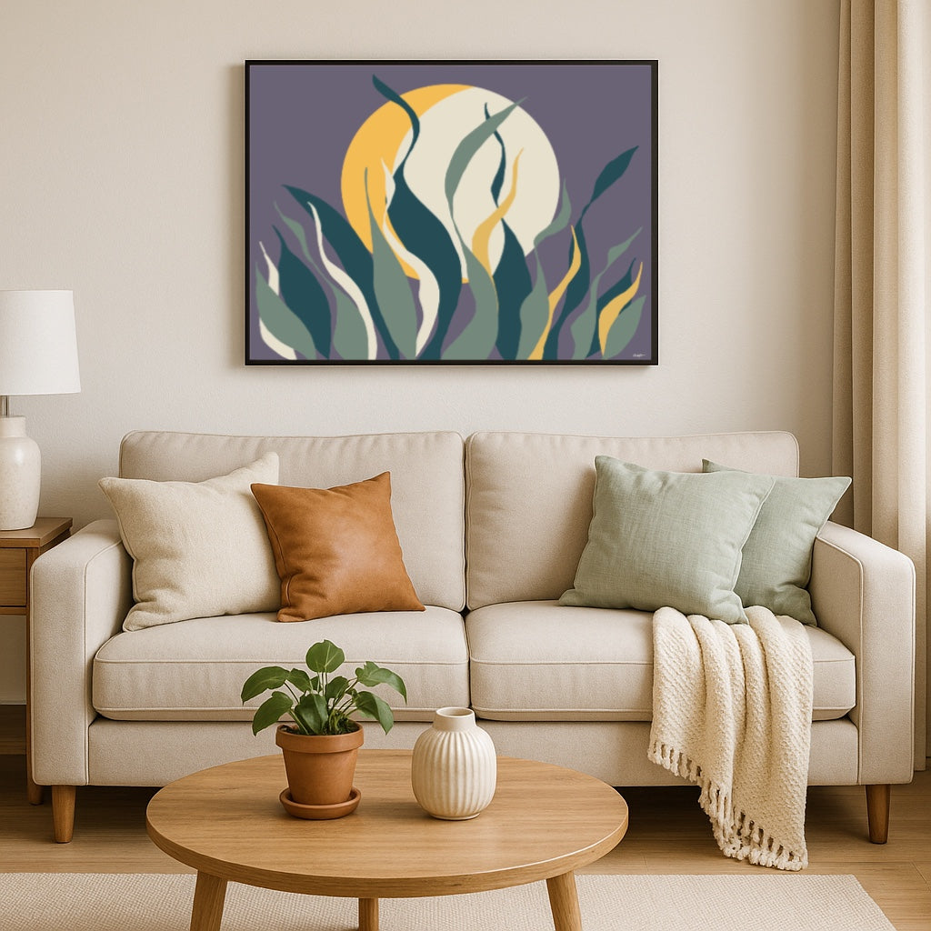 Snake Plant Moon Rise 24x32 Large Framed Canvas