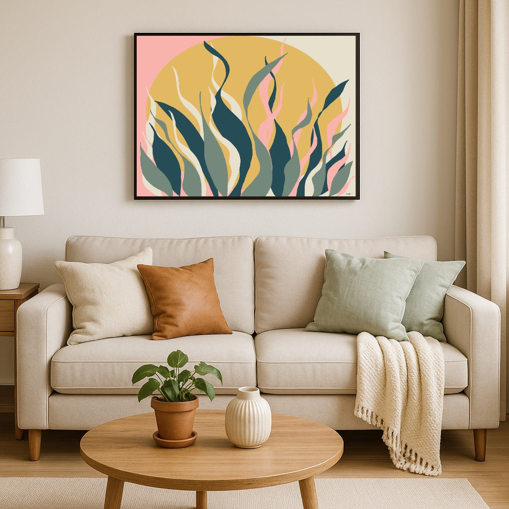 Snake Plant Sunrise 24x32 Large Framed Canvas