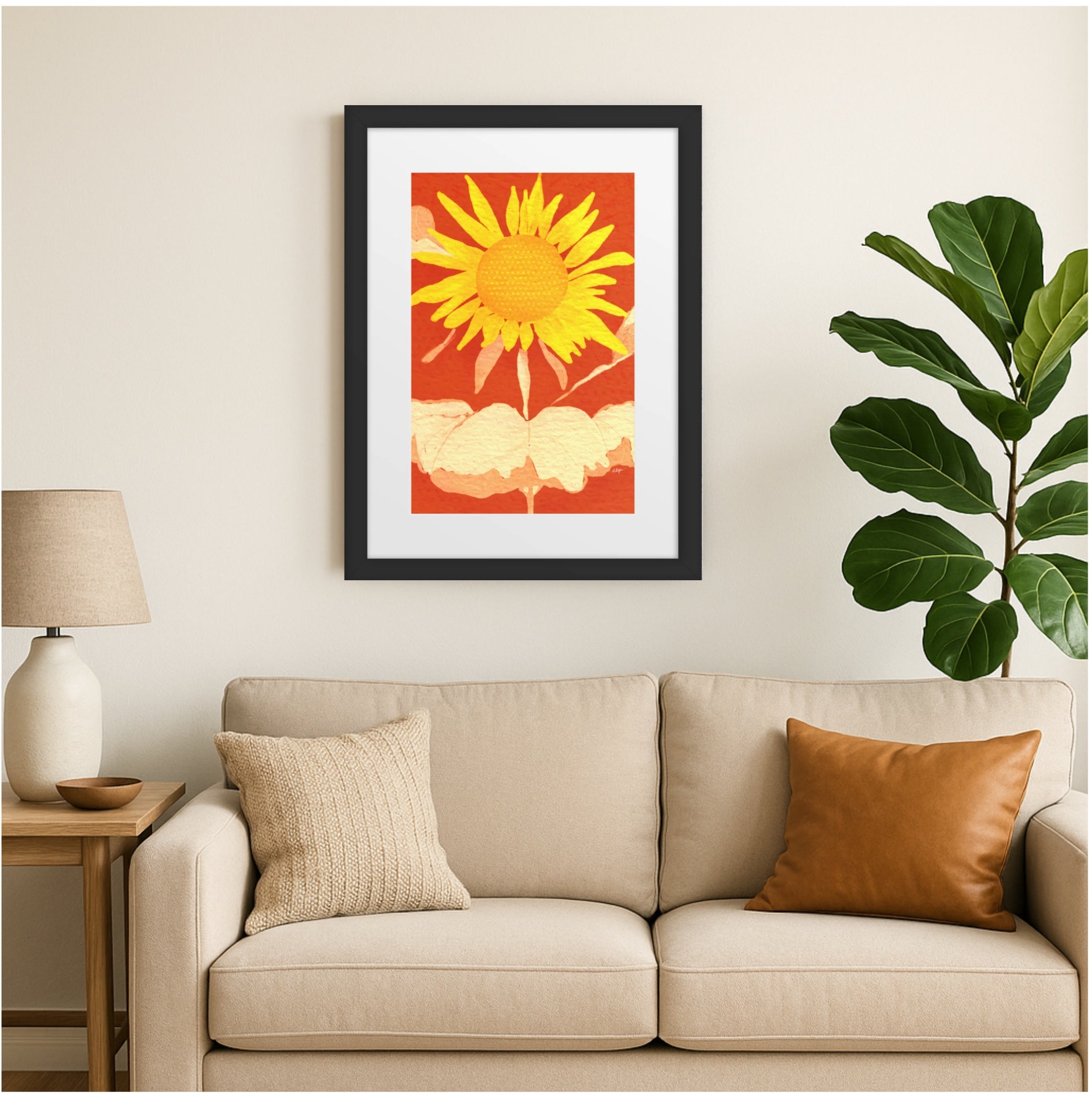 Sunset Sunflower Red Orange 12x16 Framed Print Love Always AEP 2025