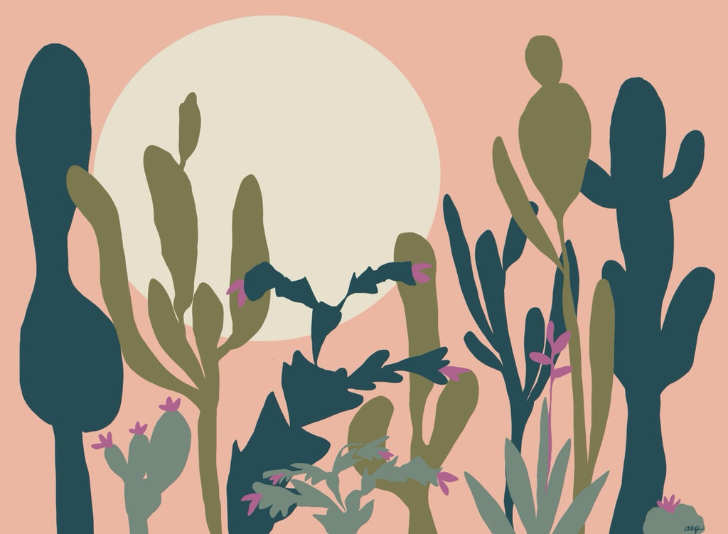 Tactful Cacti. 24” x 32” LARGE Framed canvas.