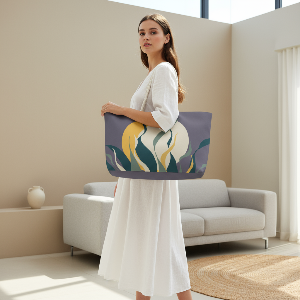 Model with Snake Plant Moonrise Weekender Bag