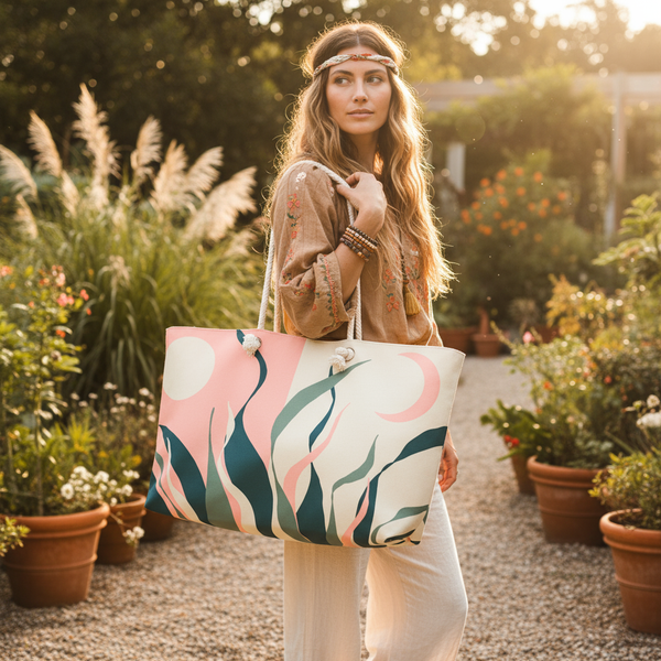 Snake Plant Sun & Moon Weekender Bag Outdoor Mockup